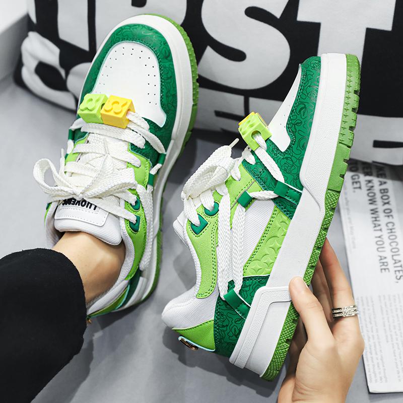 Универсальные по цвету шнурованные повседневные спортивные туфли студенческий тренд универсальные дышащие мужские кеды мужские вулканизированные туфли