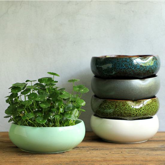 Кашпо для лотоса с большим отверстием, керамический цветочный горшок для лотоса, глазурованная чаша для золотых рыбок, чаша для бонсай, горшок для лотоса для гидропонных растений, нарцисс