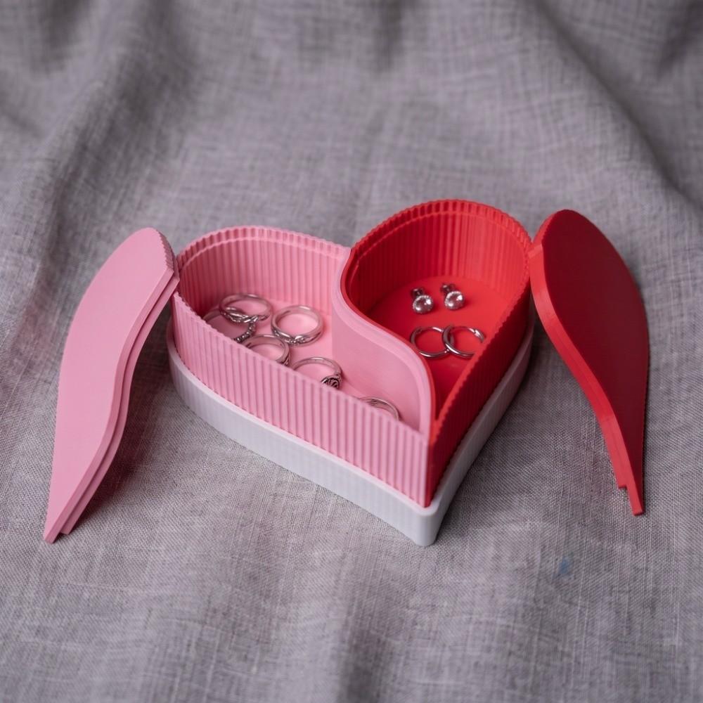 Removable Heart-Shaped Jewelry Box 2 Compartments Double Colors Storage Box Gift for Girlfriend