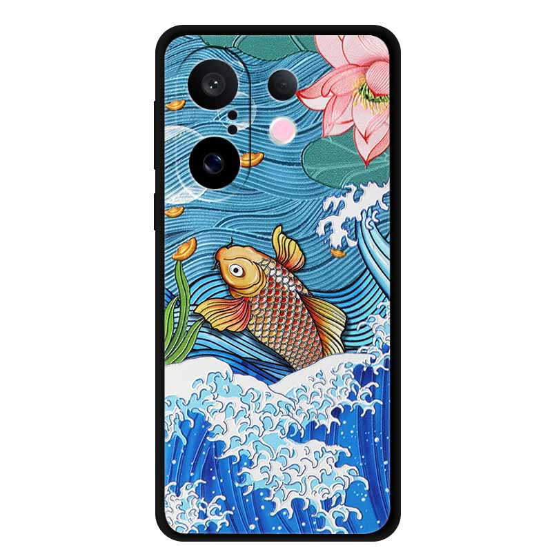 3D чехол для Vivo X200 FE 5G Чехол X 200 FE 6.31" Тисненый Цветок Черный Силиконовый Мягкий Задний Чехол Coque для Vivo S30 Pro Мини Чехлы