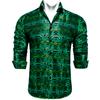 Men's Silk Shirt Button Down Dress Shirts Paisley Long Sleeve Shirts Formal Work Casual