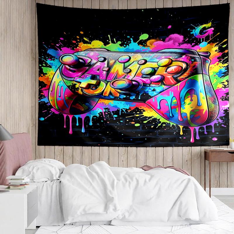 1PC Neon Gaming Controller K-pop music group Tapestry Accessories for Bedroom,Livingroom, dormitory Room Wall Decor Fan Birthday Gifts