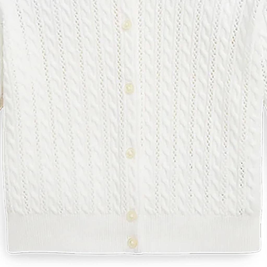 Polo Ralph Lauren SS24 однотонный хлопковый свитер с круглым вырезом и длинными рукавами, детский свитер, выбеленный, белый CWPOSWEG6820435-100