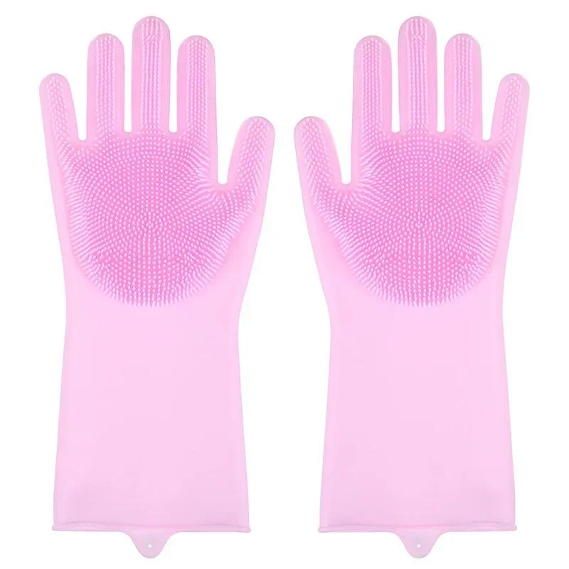 Rubber Dishwashing Gloves Household Dishwashing Gloves Kitchen Dish-scrubbing Gloves Multi-functional Vegetable-washing Gloves