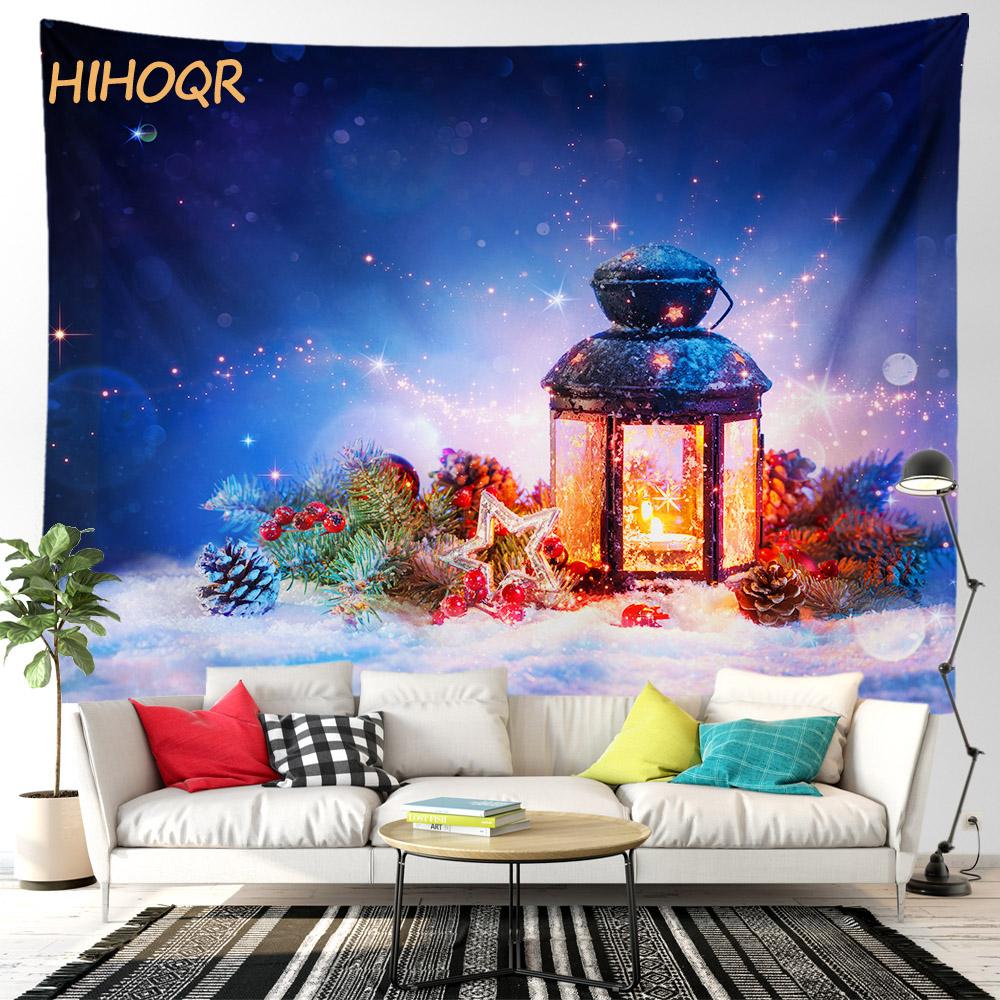 Christmas Tapestry Santa Claus Aesthetic Room Decor Christmas Fireplace Background Tapestry Wall Hanging Home Holiday Decoration