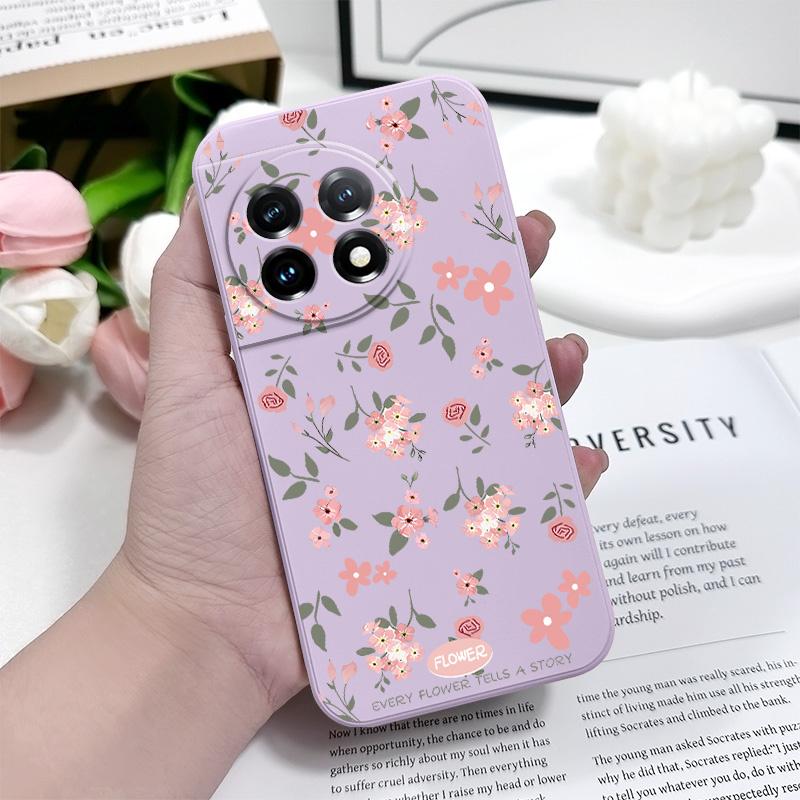 Floral Scent Phone Case For Oneplus 12 12R 11 11R 10 10R 10T 9R 9RT 9 8T 8 7 7T Pro 5G Liquid Silicone Cover