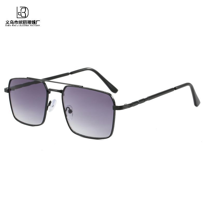 Солнцезащитные очки для взрослых с большой оправой, модные, с двумя лучами, квадратной оправой, для мужчин и женщин, для активного отдыха, универсальные, металлические очки