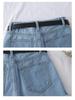 2022 Spring/Summer Women's High-Waisted Denim Shorts: Korean Style, Loose Fit, Slimming A-Line with Rolled Hem