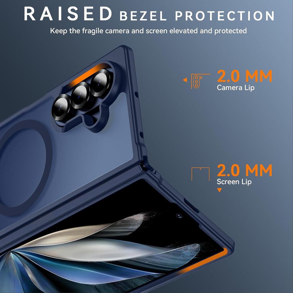 UYUXIO Magnetic Mobile Phone Case for Samsung Galaxy Z Fold 7 Wireless Charging Cases Translucent Slim Rugged Cover with Magnet