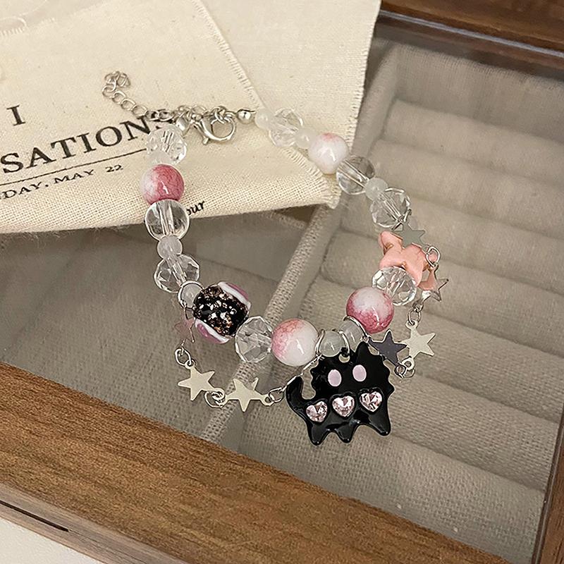 Браслет с бусинами в форме сердца, пентаграммы и звезды для женщин, эстетический, милый, крутой, модные украшения, корейский подарок