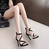 Fashion 2025 Summer New Fashion Cover Heel Women's Sandals Sexy Super High Thin Heels with Back Zip Rome Open Toe Party Evening Footwear