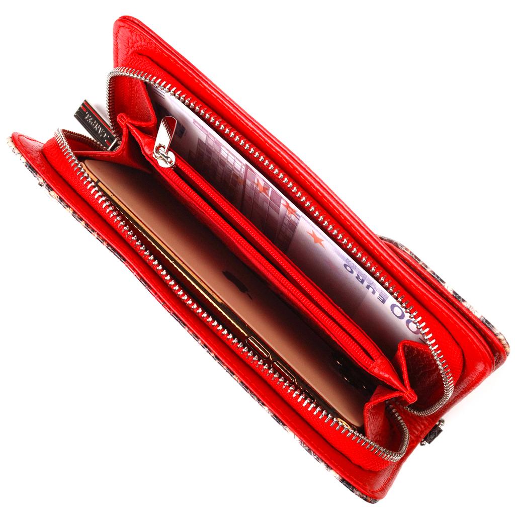 Лакированное женское портмоне клатч из натуральной кожи с тиснением под змею CANPELLINI Wallet 21541 Разноцветное