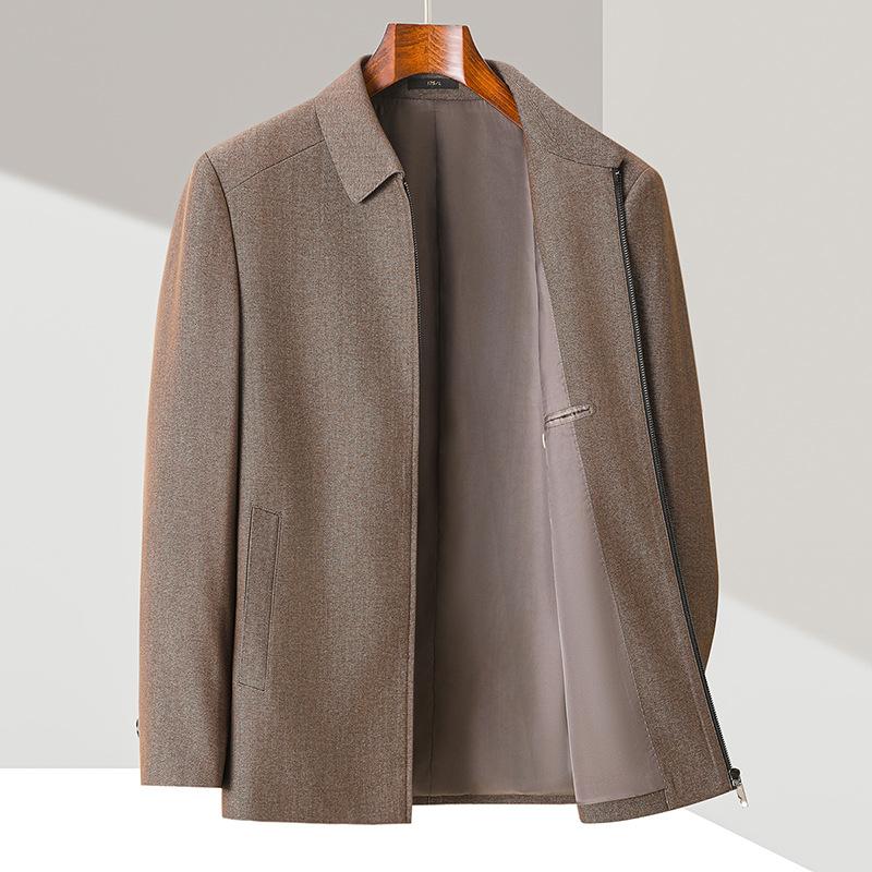Мужская куртка для папы, деловые и политические топы с лацканами для руководителей среднего и пожилого возраста, осенние новые шерстяные универсальные куртки