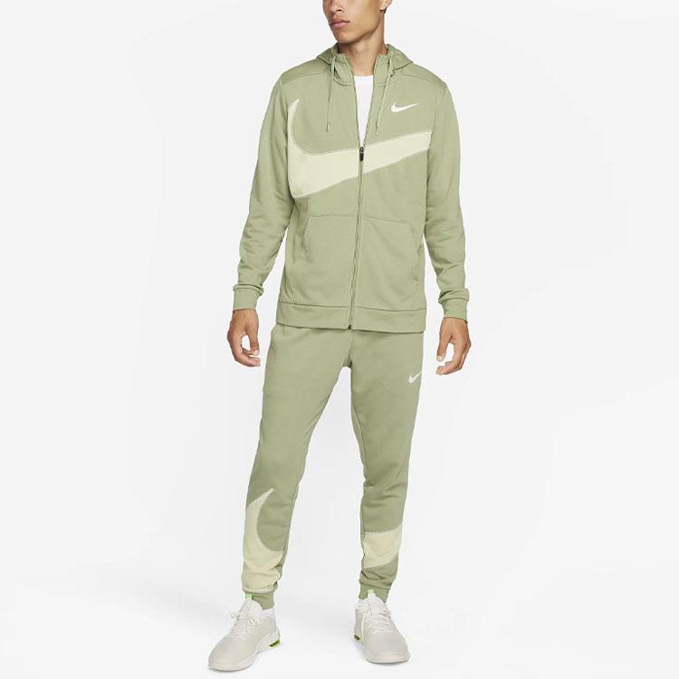 Nike Knitted Sweatpants Men's Oil Green Moderate Cuffed Pants FB8577-386