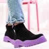 Женские ботинки, носки для пары, новые женские повседневные вязаные полусапожки на толстой подошве, женские ботинки на толстом каблуке Botas Mujer
