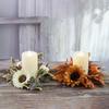 Halloween Candle Ring Wreath Artificial Pumpkin Sunflower Maple Leaf Wreath Pillar Candle Holder for Wedding Home Table Decoration