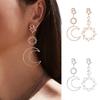 Женская мода Boho Асимметричные полые серьги со звездами, солнцем и луной, висячие серьги, ювелирные изделия