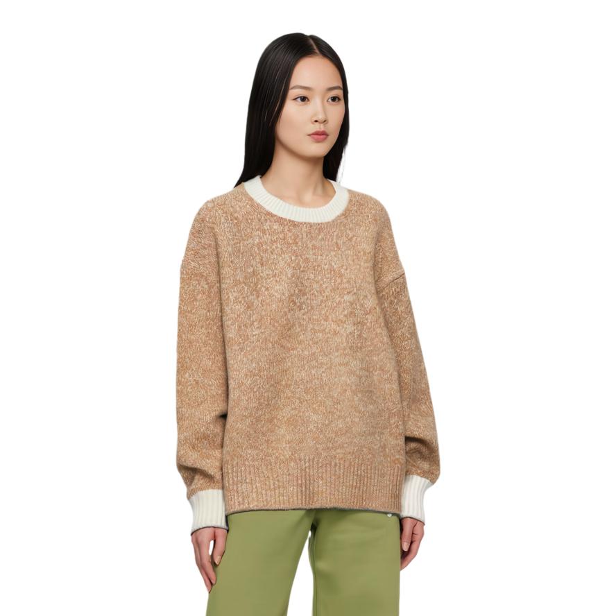 Uniqlo Коллаборация JW Anderson Осень/Зима 23 Меланжевая пряжа Суфле Смешанный цвет Круглый вырез Пуловер Свитер Женский свитер Хаки 462719-31