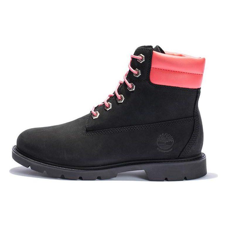Timberland Linden Woods 6-дюймовые водонепроницаемые ботинки 'Черный нубук с розовым' Женские A44FA-001
