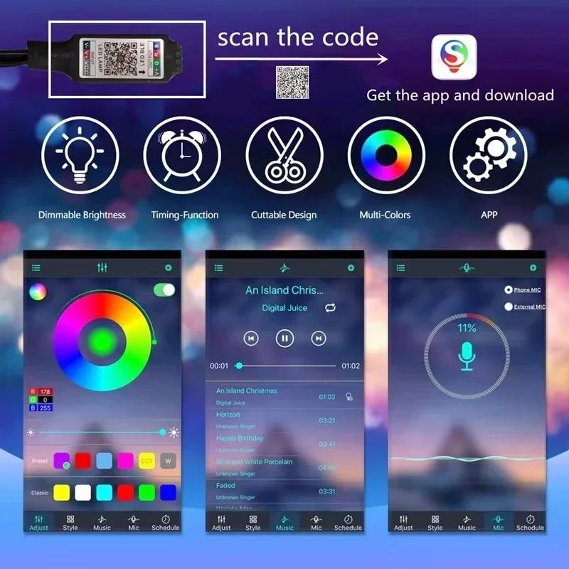 Светодиодная RGB лента DC5V 1-30 м USB Bluetooth Инфракрасный 24-кнопочный пульт дистанционного управления Гибкая лента для лампы для фестиваля, вечеринки, ТВ, стола, спальни