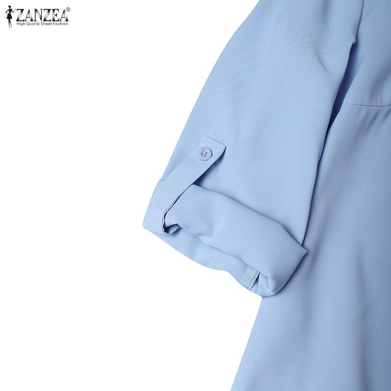 ZANZEA Женское повседневное летнее платье с V-образным вырезом и рукавом 3/4