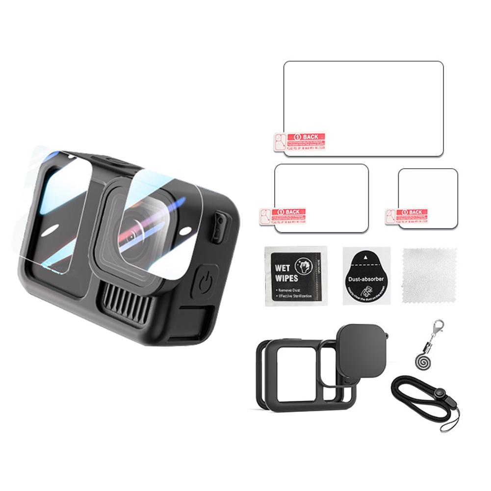 Для 13 Черный Защитный Чехол Корпус Защитник Силикон Для Go Pro Крышка Ремешок +  W6P3