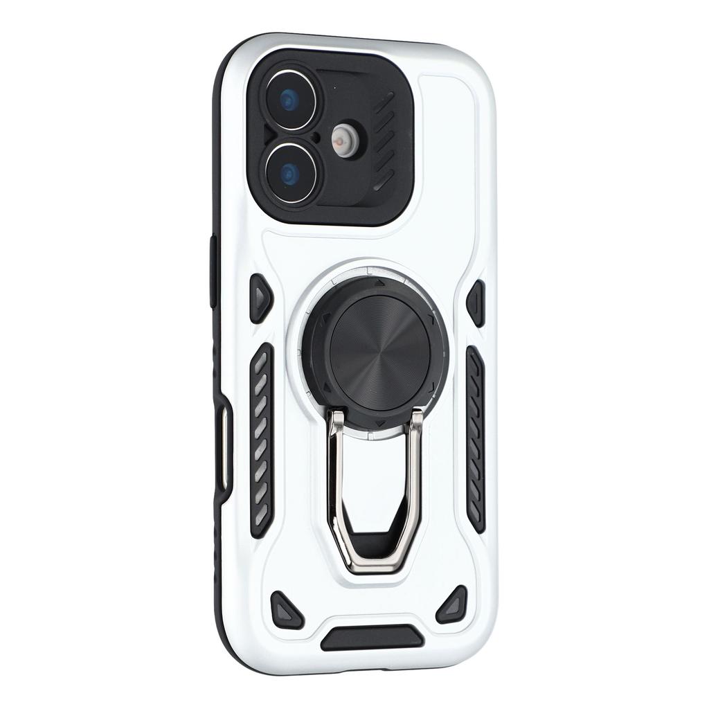 For iPhone 16 Case with Kickstand Shockproof TPU+PC Phone Back Cover