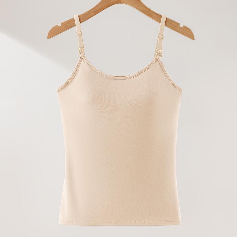 Large Warm Postpartum Nursing Vest with Chest Pad, Front Buckle, Velvet-Lined for Cold Protection, Bra-Free Design