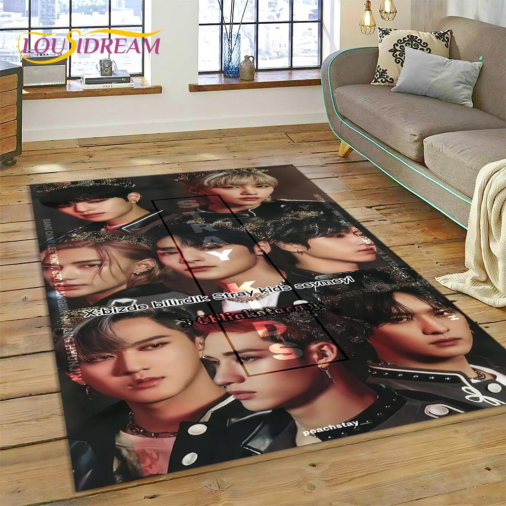 HD Korea Kpop Stray Kids 3D Singer Rug Carpet for Living Room Bedroom Home Decor,Floor Mat Non-slip Decoration for Sofa Doormat