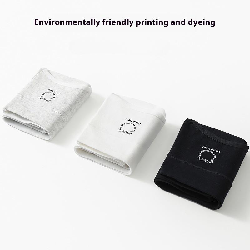 Women's Cotton Panties Bear Seamless Mid-waist Briefs Simple and Comfortable Underwear