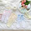 1Pair Lace Stockings Fairyism Sweat Absorption Sweet Middle Cylinder Korean Series Transparent Pile Socks Butterfly Knot