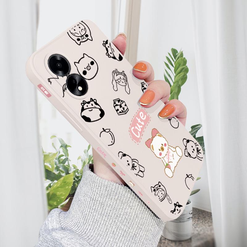 Чехол для телефона с мультяшным красочным узором и квадратным жидким силиконом TPU с полным покрытием для камеры, противоударный защитный чехол для OPPO Reno Realme