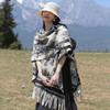 High-End Ink Painting Women's Autumn Winter Shawl Cloak - Warm Travel Cape Outerwear