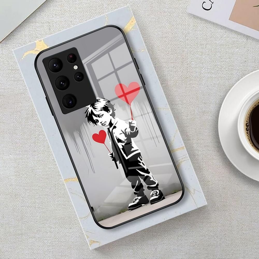 Чехол для телефона Street Art B-Banksy Graffiti для Samsung S26 S25 Edge Ultra 23 22 21 20 Ultra Plus S24 Fe Стеклянная крышка