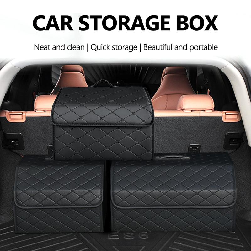 Car PU Leather Trunk Storage Box Portable Foldable Storage Car Multiuse Storage Car Trunk Bag Auto Storag Box