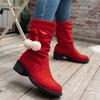 Foreign Trade Large Size Square Heel Polished Suede Fashion Boots Autumn and Winter New Christmas Style Square and Round Head Women's Boots
