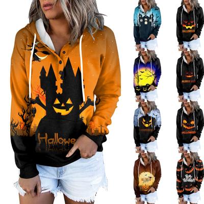 Женская модная облегающая толстовка с капюшоном и длинным рукавом с принтом на Хэллоуин