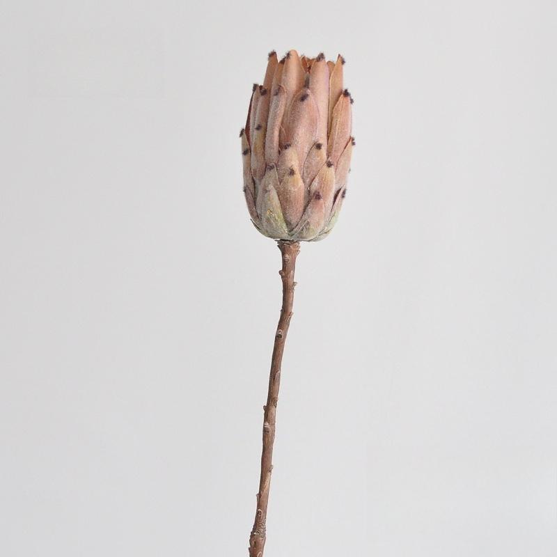 4 шт. Флокированные Королевские Протеи Имитация Цветов Украшение для Отеля Искусственная Безлиственная Ветвь Королевской Протеи Винно-Красный Искусственный Цветок