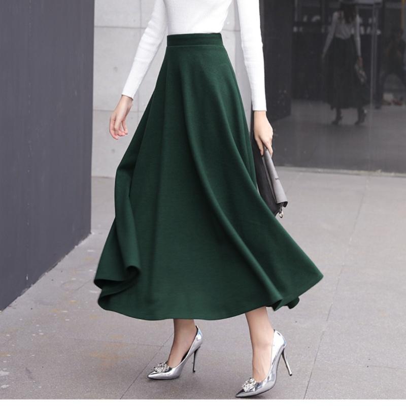 Шерстяная юбка средней длины Tooxika, длинная юбка с высокой талией и большим подолом, утолщенная юбка-трапеция, юбка-зонтик