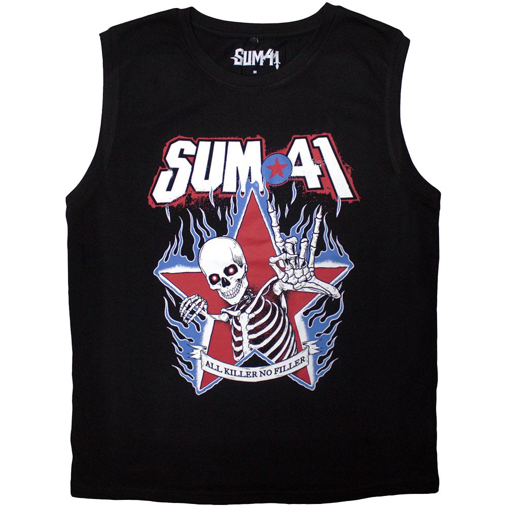 Unisex Взрослый Топ-майка с принтом скелета Sum 41 "All Killer No Filler"