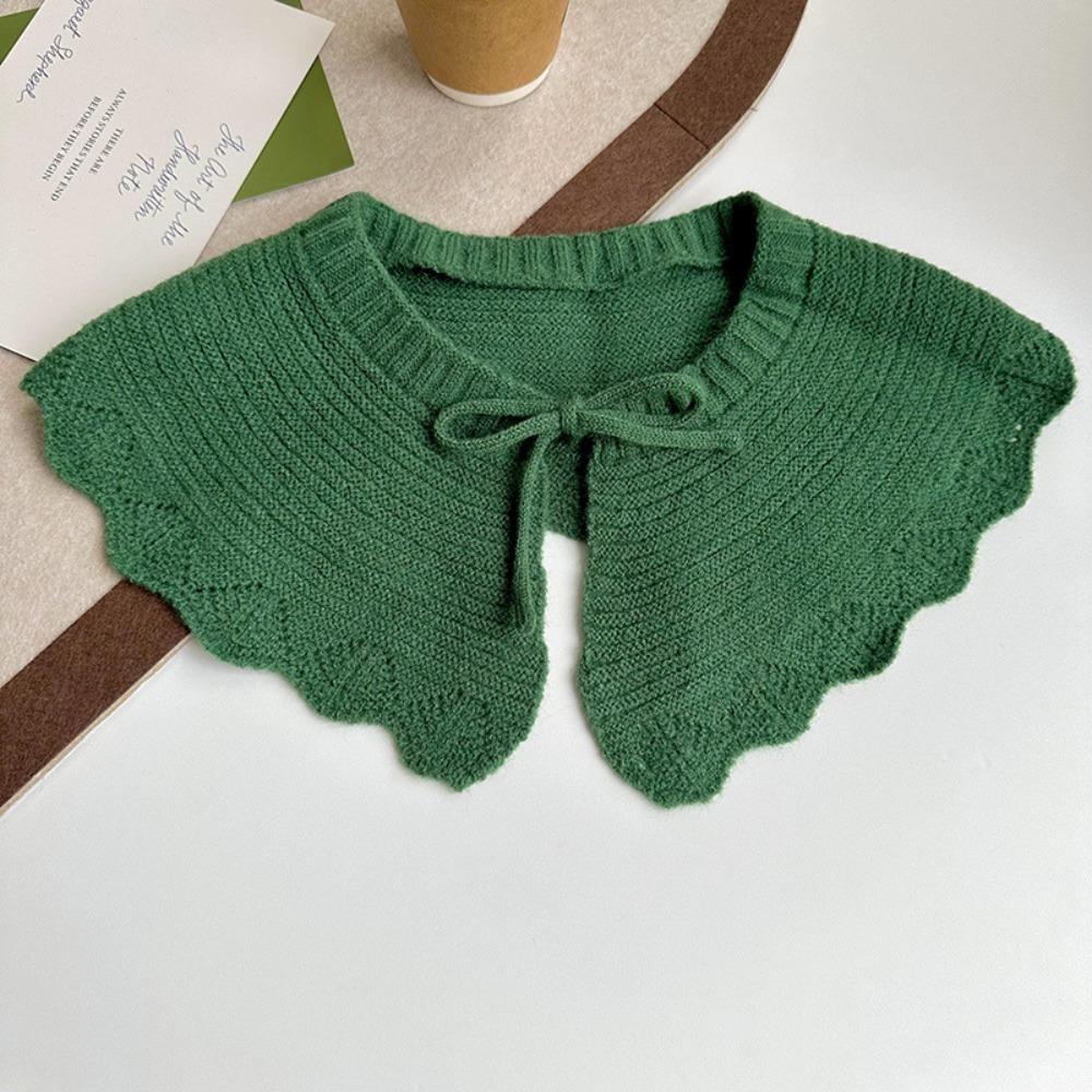 Warm O-Neck Fake Collars Laced up Knitted Knitting Detachable Collar Solid Color Shirt Shawl Wrap