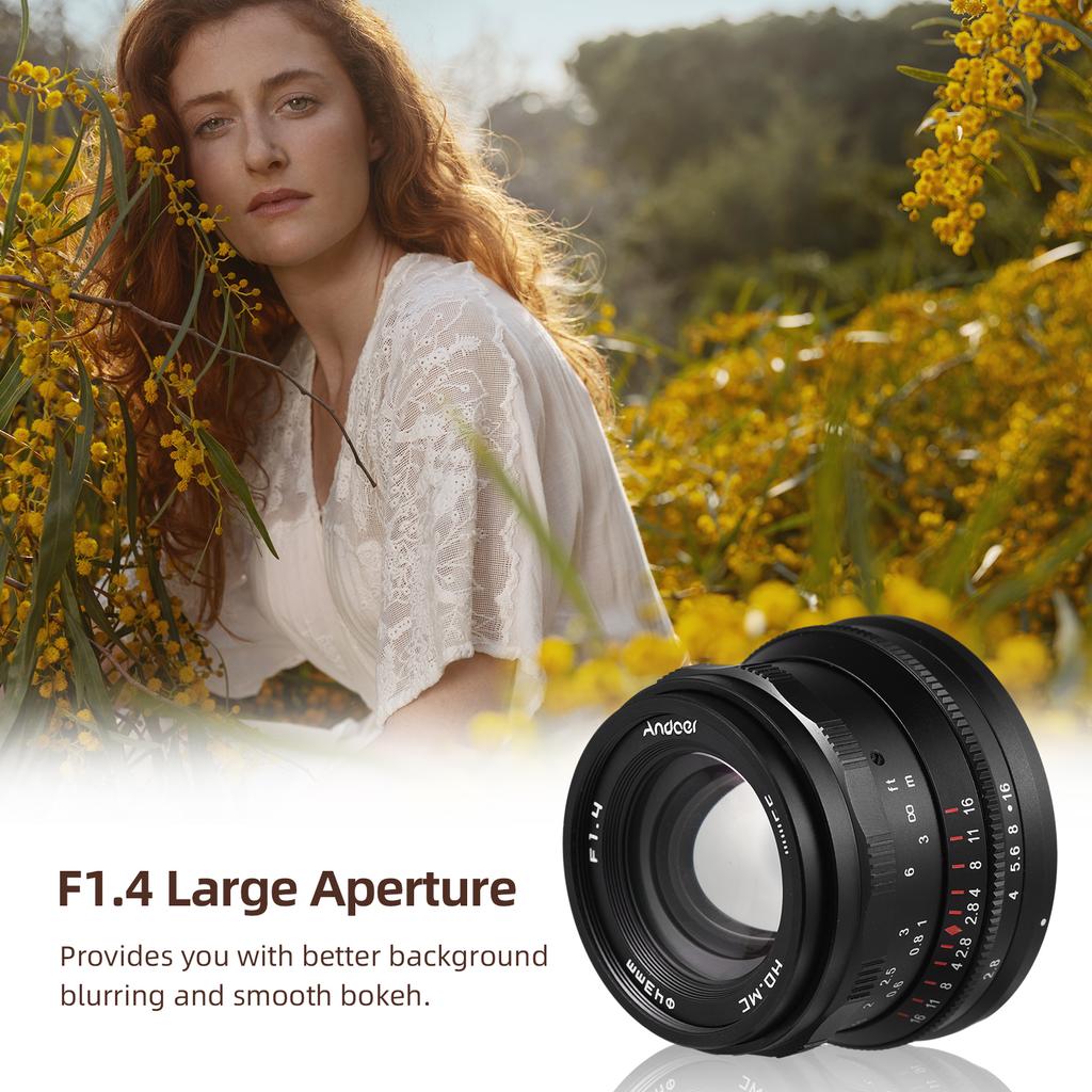 Andoer 35mm Fixed Focus Camera Lens Full Frame Camera Prime Lens F1.4 Large Aperture Manual Focus