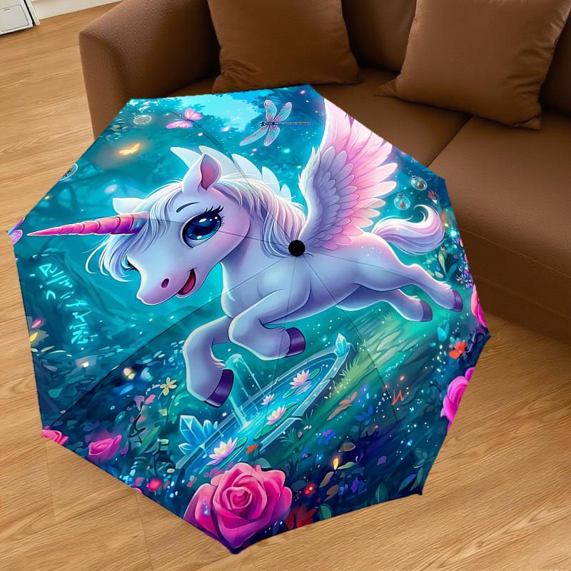 1PC Unicorn Umbrella-8-Rib Reinforced, Automatic Open, Lightweight & Durable, Fashion Accessory for Outdoor, J0399
