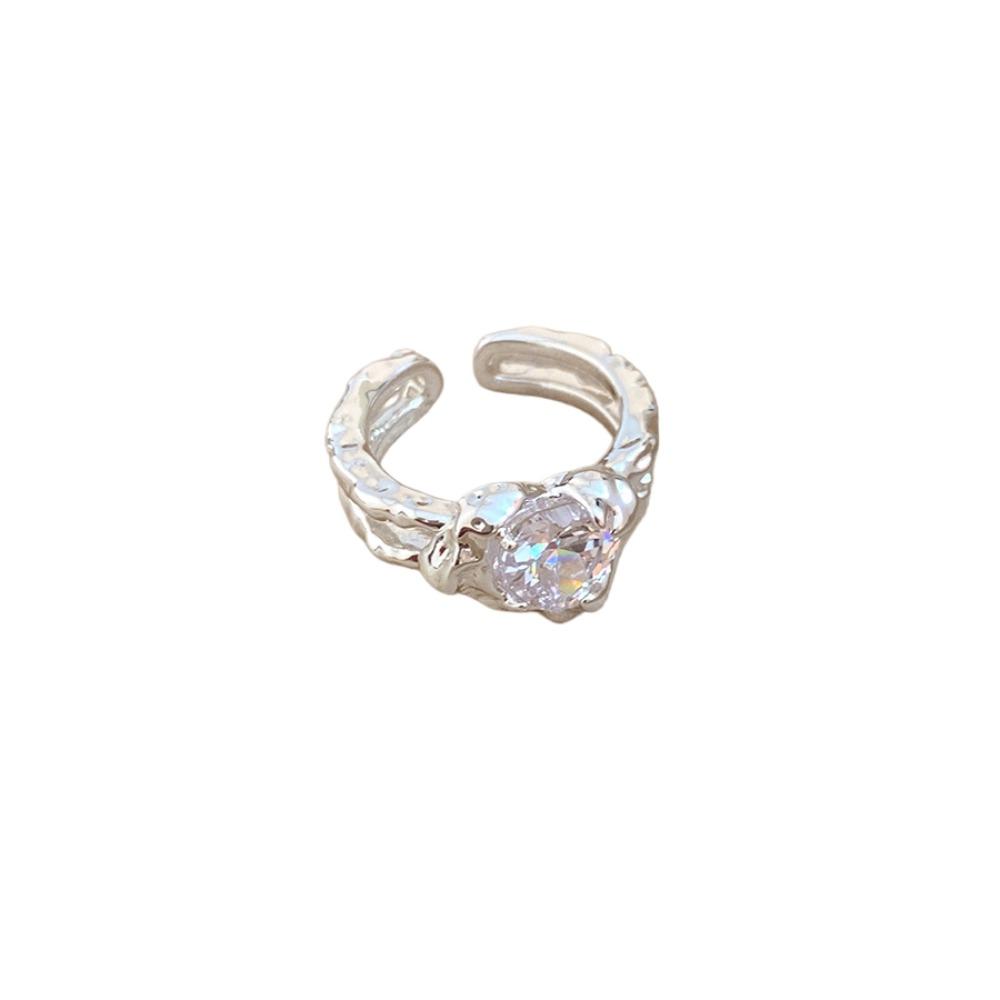 Copper Vintage Crystal Love Ring Opening Opening Finger Ring Gifts for Women Girl