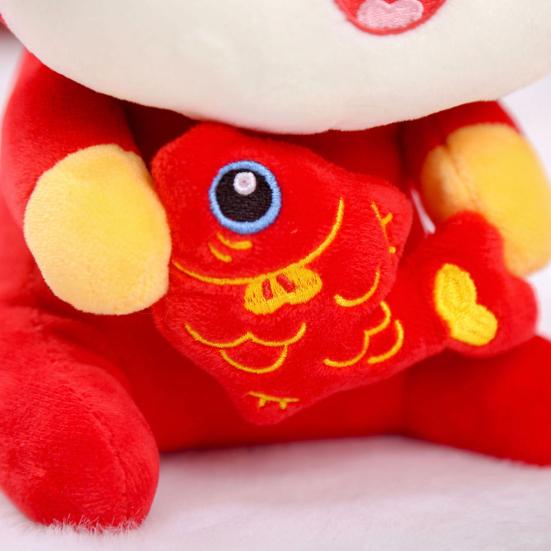 Plush Horse Hugging Fish Doll Soft Skin-friendly Stuffed Animal 2026 New Year Red Horse Plushie Festive Symbol for Success