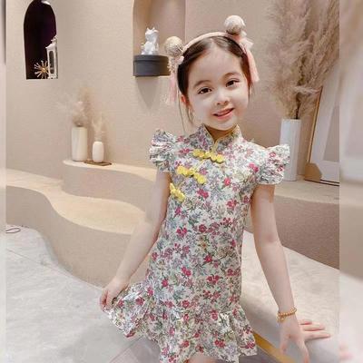Девушки Лето Китайский Стиль Элегантный Дизайн Cheongsam Милые Удобные Платья