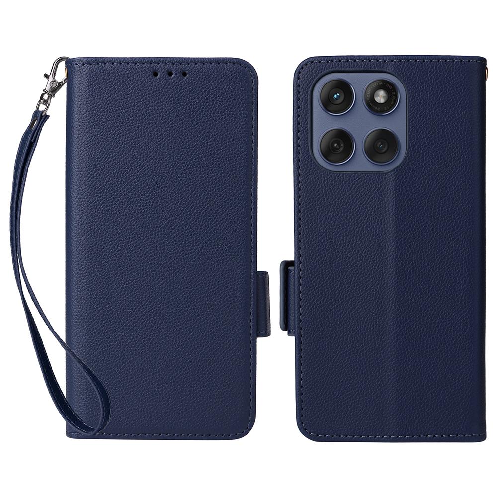 For Motorola Edge 60 5G/60 Fusion 5G PU Leather Case with Wrist Strap Litchi Texture Wallet Phone Cover