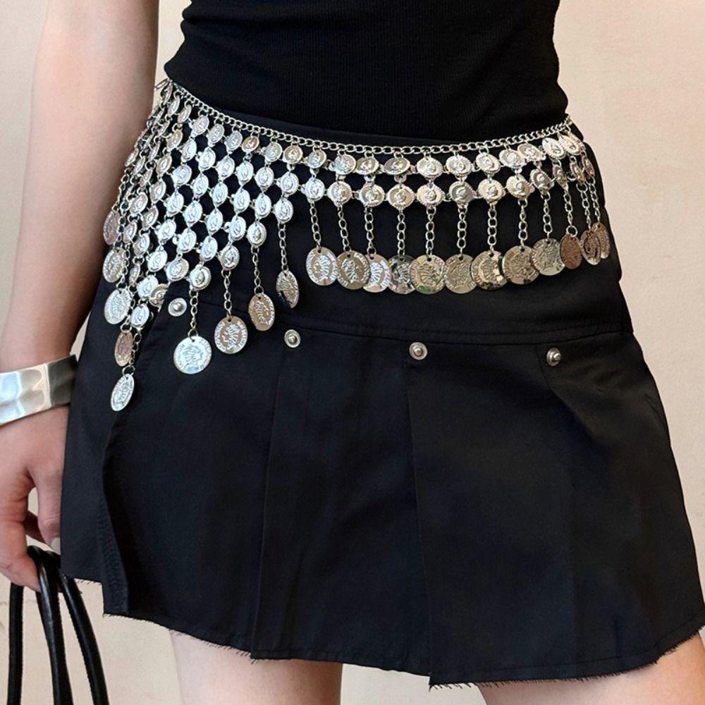 Vintage Metal Tassel Waist Chain Round Ethnic Style Belt Dress Accessories