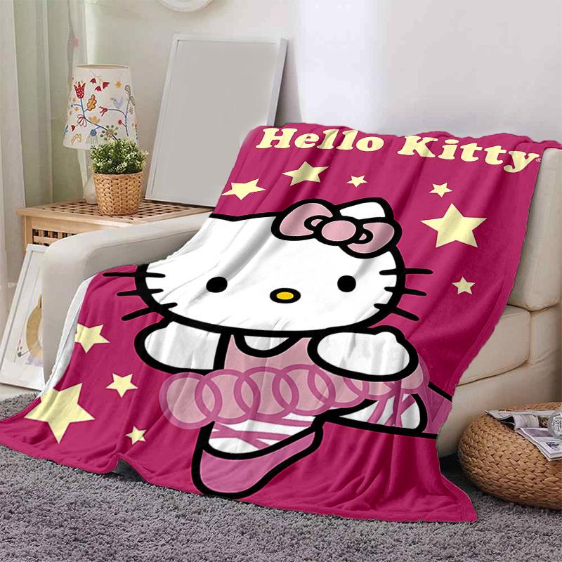 1pc Cute Hello Kitty Dancing Blanket, Soft and Cozy for All Seasons, Living Room, Travel, Camping, Car Blankets, Beach, Office Naps, Perfect Home Deco