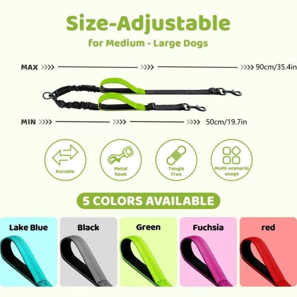 Shock Absorbing Dual Dog Leash No-Tangle Pet Walking Rope Two Dog Lead Rope Two Dogs Walking